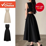 Women Party Dress Plain Backless -Elastic Waist -Ball Gown Dress L77ED270 (Multi-color)