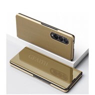 [GFAITH]2021 New Casing Samsung Galaxy Z Fold3 5G Phone Case Smart Sleep Wake Mirror Shockproof Leat