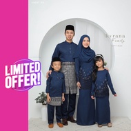 Family Sets | Navy Blue Baju Kurung Moden Kyrana Baju Raya 2023 Kurung Lace by - QASSEH