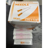UNIGLOVES DISPOSABLE NEEDLES 25G X 5/8  10pieces ORANGE