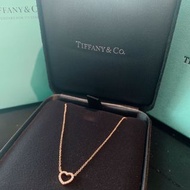 專櫃真品 Tiffany&amp;Co.  18K玫瑰金 經典心形滿鑽 750 k金 一體成型鑽石項鍊 墜鍊