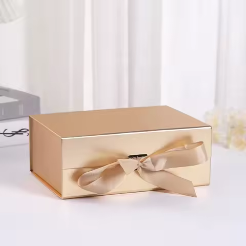 29cm*22cm*10.5cm Magnetic Lid Box Foldable Ribbon Packing Boxes Color Gift Box for Presents Birthday