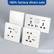 Universal 3pin Wall Socket With Usb Type C 13A 250V,1/2/3gang 2Way Switch,86*146mm PC Panel,Universa