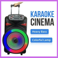 Wireless Speaker Bluetooth 15 Inch Trolley Speaker Super Bass Subwoofer Portable Speaker Roda Recharge Free Wireless Mic