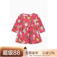 Ready Stock UK next Baby Girl Cotton Hundred Days Long Sleeve Dress Princess Dress Santa Red Dress