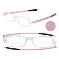 【日本 I.L.K. 依康達】 Flat glass 日本時尚薄型摺疊老花眼鏡/ 粉紅色(PI)/ 300度