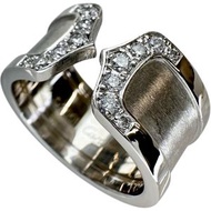 二手卡地亞 C2 鑽石戒指，11 號，18K 白金，11.8 克，#50，女士款。