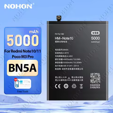 NOHON BN5A 5000mAh Battery for Xiaomi Redmi Note 10 5G / Note 11 4G / Poco M3 Pro Mobile Phone Batte