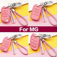 Car Key Case Cover For MG ZS MG HS MG GS mg3 mg5 mg6 MG7 Accessories Genuine Leather Keychain Bag Ho
