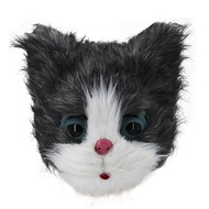 Halloween Plush Cat Full Face Mask Funny Masquerade Furry Cat Mask Cosplay Costume Realistic Animal 
