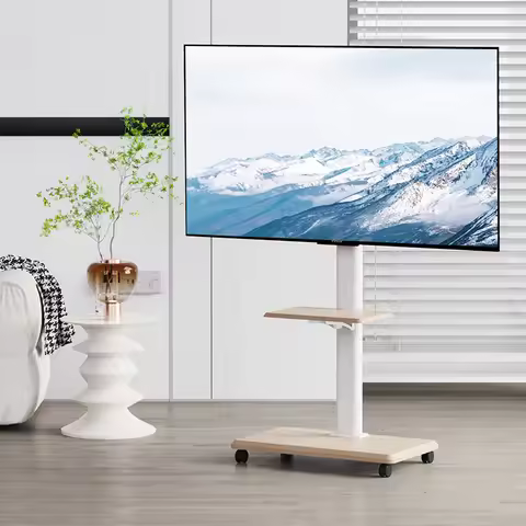 Heavy-Duty Mobile TV Stand for 26-75 Inch TVs - Rolling Floor Cart with Locking Wheels, Swivel & Hei