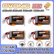 Ovonic FPV 150C LiPo Lithium Battery – 3S/4S/6S/8S, 650/850/950/1050mAh, XT30/XT60, for FPV Racing &