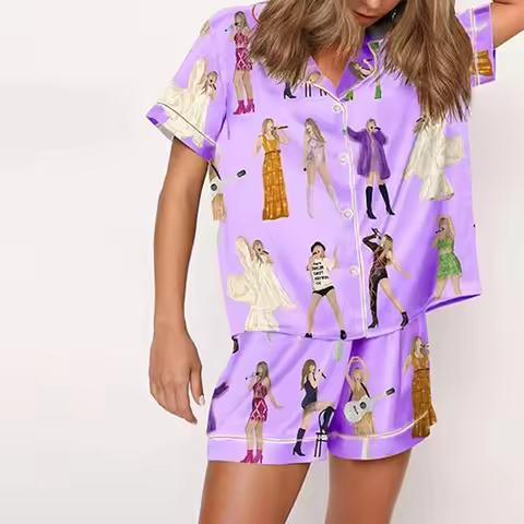 Women's Pajamas Taylor Pajamas Set Shirt And Pant 2 Piece Set Matching Sleepwear Comfortable Homewea