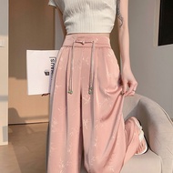 New Chinese Style Eight-point Wide-leg Pants Women Spring 2025 Short Slimmer Look Straight Ankle-poi