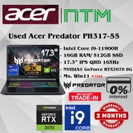 #1768 Used i9 ACER PREDATOR HELIOS PH317-55 Performance Gaming Laptop Intel i9 11900H RTX3070 8G 16G