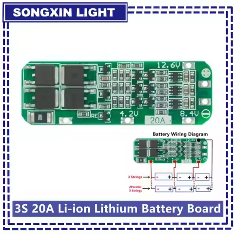 New 3S 20A Li-ion Lithium Battery 18650 Charger PCB BMS Protection Board For Drill Motor 12.6V Lipo 