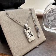 Z9NI Gu ** i s925 Silver Retro Distressed Skull Square Brand Necklace Simple Elf Pendant All-Match V