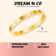 (13-21cm)GT136 Titanium  Bangle Gelang Rantai Tangan Gift Wedding Jewellery Gold Silver Bracelets ge