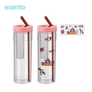 ecentio 780ml botol air minum Sedotan Tumbler DIY sticker cup anti bocor bottle blue/pink