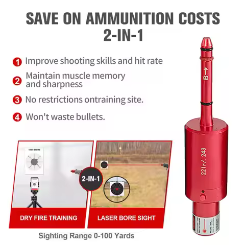 22LR 22 LR 40S&W 30-30 .25 .27 7mm 6.5mm 177 7.62 300win 12GA 45ACP 223rem 9mm Laser Training Bullet