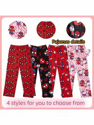 Sanrio Hello Kitty Spider-man Cotton Velvet Loose Pajamas Pajamas Long Pants Women's And Men's Carto