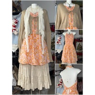 [2hand_thrift] Set: M woolJacket, rough camisole dress M L C0tt0n 0n