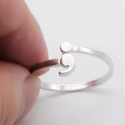 Simple Fashion Inspiration Ring Creative Semicolon Design Women Men Wave Ring Inspirational Jewelry 