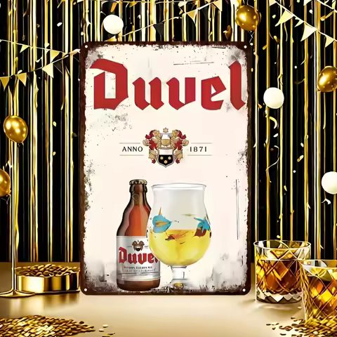 Duvel Vintage Metal Sign, , Pre-Drilled, Weather-Resistant Iron Wall Art, Retro Home, Bar, Restauran