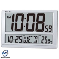 Seiko QHL080S Digital Silver Case Large LCD Thermometer Wall Clock