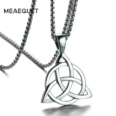 Viking Triquetra Knot Necklace For Men Scandinavian Pewter Pendant Man Pewter Pendant Irish Jewelry 