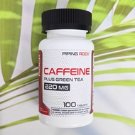 คาเฟอีน อัดเม็ด 100% Pure Caffeine 220 mg Plus green tea 100 Tablets (PipingRock®) Piping Rock