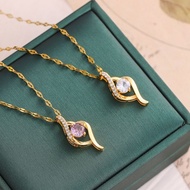 一见倾心钛钢项链女小众设计感潮太钢微镶锆石吊坠快手不掉色At first sight, I fell in love with a titanium steel necklace for women 