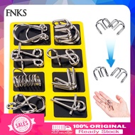 [Ready stock]  Brain Teaser Metal Puzzle Ring Portable Wire Puzzle Game 8pcs Metal Puzzle Ring Set 3