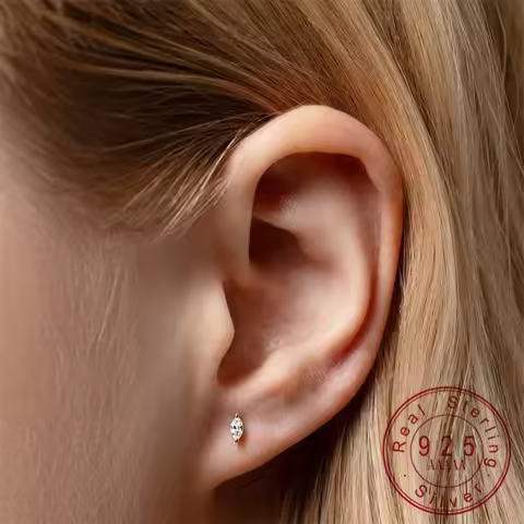 925 Sterling Silver 18K Gold Plated Mini Geometry Stud Earrings for Women Paved 5A Zircon Tiny Daily