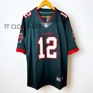 NFL American Football Premium Jersey Rugby Tom Brady #12 Buccaners GREY Embroidery Jersey Shirt Plus Size Men