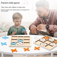 กระดานหมากรุกไม้เก้ากล่อง XO รูปทรงดีสำหรับเด็กของเล่นปริศนาสำหรับการศึกษาปฐมวัยเกมโต๊ะคิดอย่างมีตรรกะฝึกซ้อม
