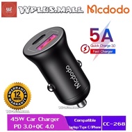 Mcdodo CC-268 45W Car Charger Dual USB PD+QC4.0 Quick Charging Compatible for iPhone 14 13 Pro Max S