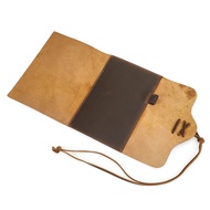 Retro Genuine Leather A5 Book Cover Handmade Notebook Travel Journal Cover with Pen Holder Diary Off