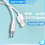 Vention USB to DC 5.5mm 3.5mm Charging Cable 5V USB for Hub/Mini Fan/Table Lamp 28 AWG