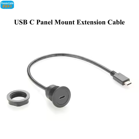 USB C Converter Extension Cable Type C Male to Female Cable USB C Round Panel Mount Cable USB 3.1 Ty