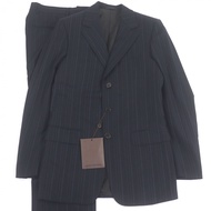Unused LOUIS VUITTON Striped Super 130s Wool Single-Breasted Suit, Navy, Size 44, Includes Hanger, M