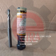 BALLMILL R2.5 LONG NECK 69MM 3F GUHRING GERMANY