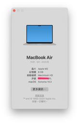 (福利商品)MacBook Air 15吋 M2晶片 8GB RAM/256GB 銀色(保固內)