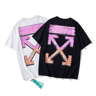 Off Short-Sleeved ow Street Wear Dissolved Arrow Gradient Starry Sky Splash Ink T-Shirt Couple Wear 