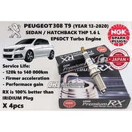 Japan NGK Premium RX Spark Plug for Peugeot 308 T9 1.6L THP Turbo Sedan Hatchback (Year 2013 - 2020)