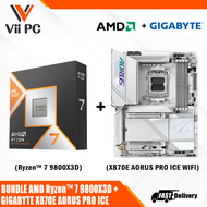 GIGABYTE X870E AORUS PRO ICE GAMING WIFI AM5 ATX Motherboard + AMD Ryzen ™ 7 9800X3D TRAY Desktop