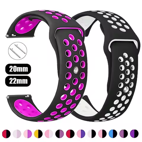 22mm 20mm watch Band for Samsung Galaxy Watch 6-5-pro active 2 44mm sport Silicone Breathable bracel