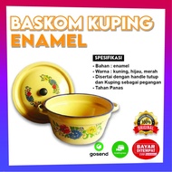 Mie Baskom Tutup Kuping Enamel Wadah Mie Ramen Cantolan Untuk Pegangan