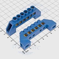 [2 Pieces]- X7-0609A Neutral Bridge 6 Pole 450V 60A M4 Screw, Wire Size 11~20AWG