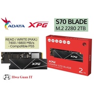 ADATA XPG GAMMIX S70 BLADE PCIe Gen4x4 M.2 2280 R/W speed up to 7400/6800MB/s SSD 2TB